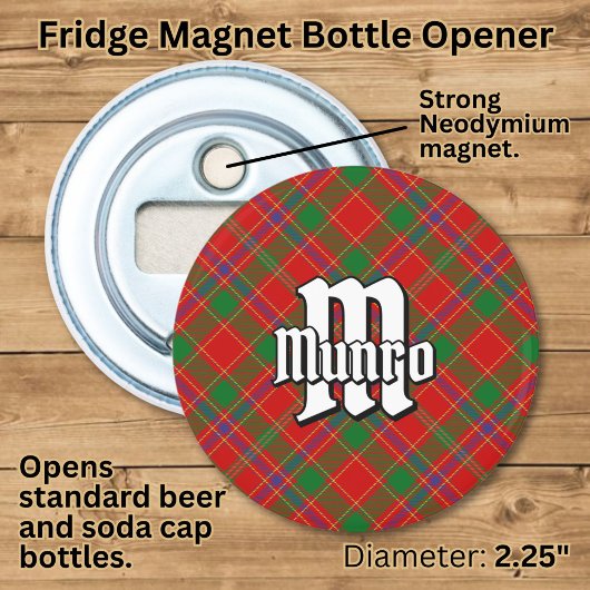 Munro Clan Tartan Button Flesopener