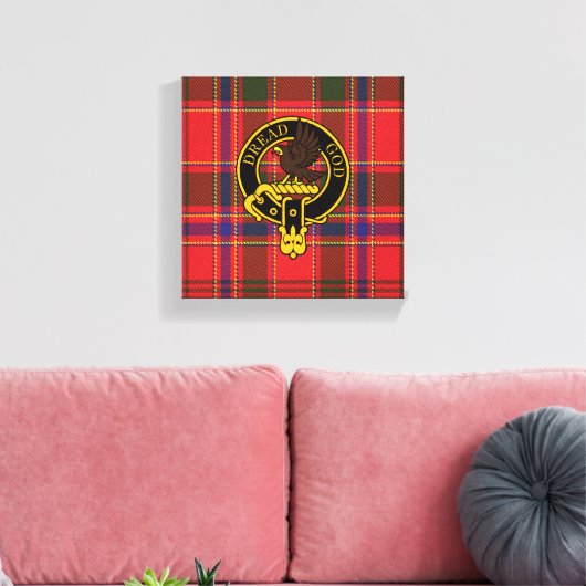 Munro Scottish Crest en Tartan Canvas print (Insitu (Woonkamer))