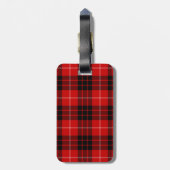 Munro tartan red black plaid bagagelabel (Achterkant verticaal)
