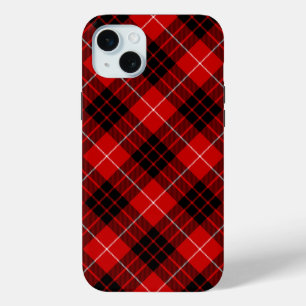 Munro tartan red black plaid iPhone 15 mini hoesje
