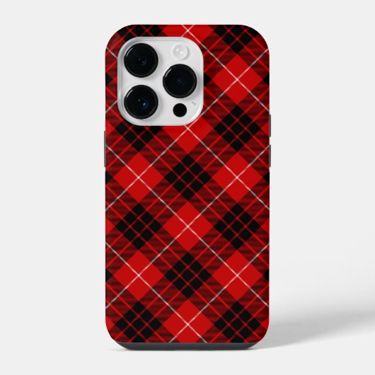 Munro tartan red black plaid iPhone hoesje (Achterkant)