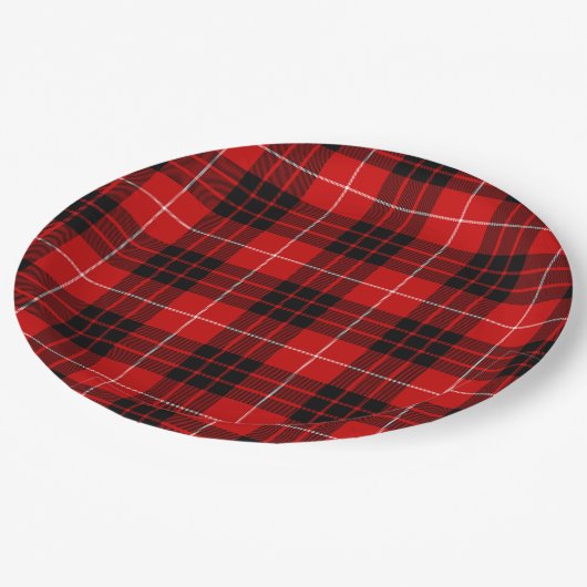 Munro tartan red black plaid papieren bordje (Gekanteld)
