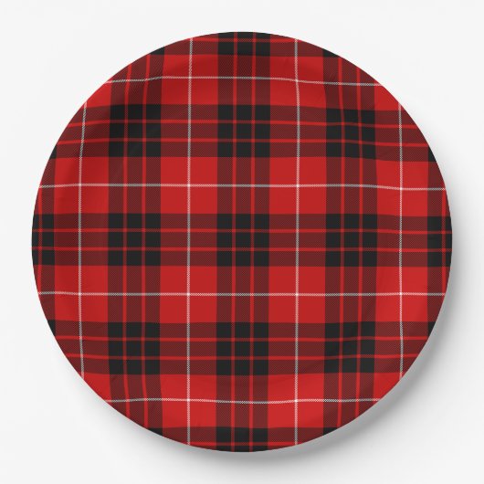 Munro tartan red black plaid papieren bordje (Voorkant)