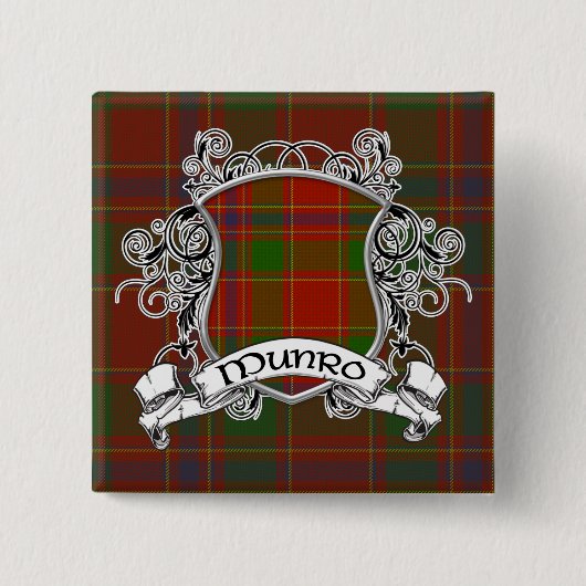 Munro Tartan Shield Vierkante Button 5,1 Cm (Voorkant)