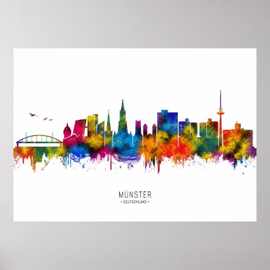 Münster Duitsland Skyline Poster (Voorkant)