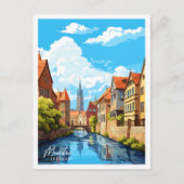 Munster Duitsland vintage reisillustratie Briefkaart (Voorkant)