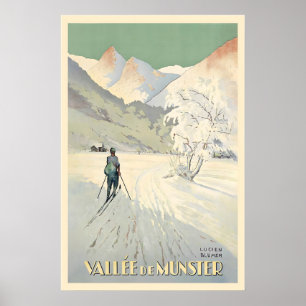 Munster Vallei Vosges Alsace Frankrijk Vintage Ski Poster