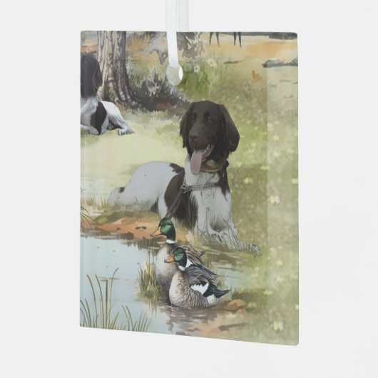 Munsterlander Glas Ornament (Voorkant links)