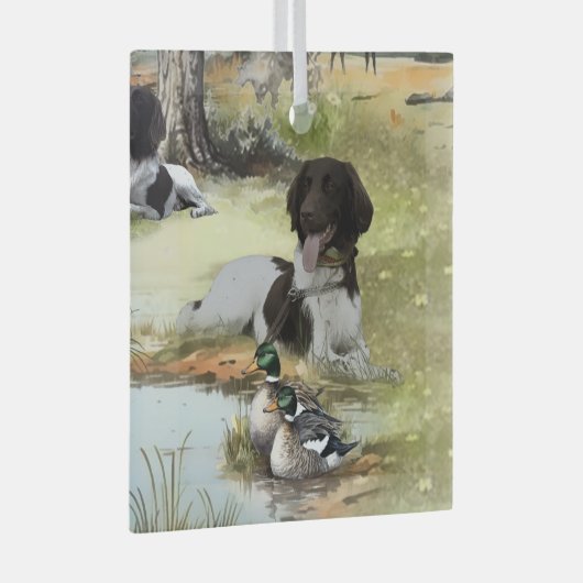 Munsterlander Glas Ornament (Voorkant Rechts)