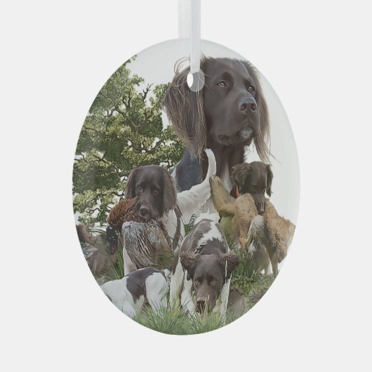 Munsterlander Glas Ornament (Voorkant Rechts)