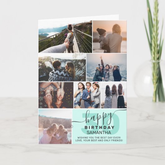 Munt 8 foto's collage voor moderne verjaardagscamp kaart (Voorkant)