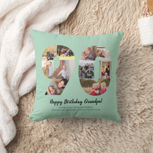 Munt 90e nummer foto collage aangepaste groet kussen (Deken)