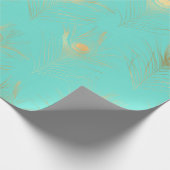 Munt achtergrond met gouden veren cadeaupapier (Hoek)