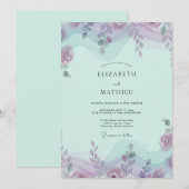 Munt Amethist Lofwerk Eucalyptus Bruiloft Kaart (Voorkant / Achterkant)