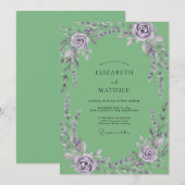 Munt Amethist Wisteria Bruiloft Kaart (Voorkant / Achterkant)