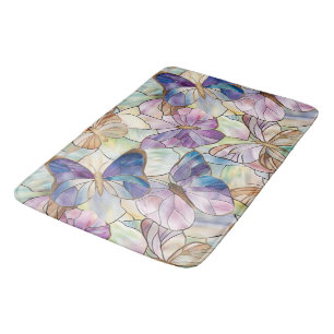 Munt Aqua Blauw Paarse Vlinders Badmat