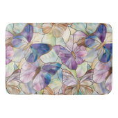 Munt Aqua Blauw Paarse Vlinders Badmat (Voorkant)