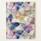 Munt Aqua Blauw Paarse Vlinders Planner (Achterkant)
