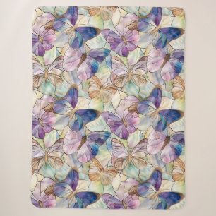 Munt Aqua Blauw Paarse Vlinders Sherpa Deken