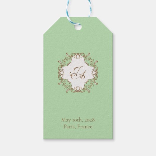 Munt Barok Bruiloft Favor Tag Cadeaulabel (Voorkant)