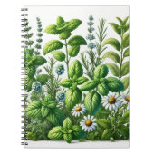 Munt, basilicum, rozemarijn, kamille kruidentuin notitieboek (Voorkant)