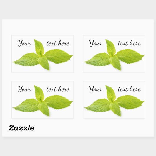 Munt bladeren rechthoekige sticker (Vel)
