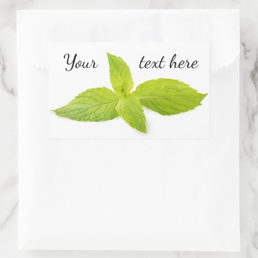 Munt bladeren rechthoekige sticker (Tas)