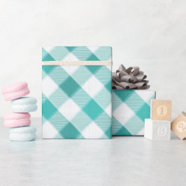 Munt Blau Frisse Gingham Bries Geruite Patroon Cadeaupapier