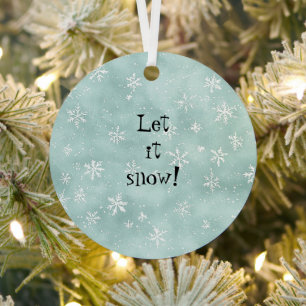 Munt Blauw Witte Sneeuwvlokken Pepermunt Kerstmis Metalen Ornament