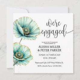 Munt Blauwe Aquarel Verlovingsfeest Uitnodiging