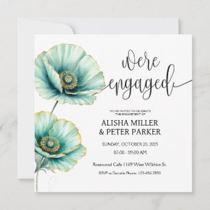 Munt Blauwe Aquarel Verlovingsfeest Uitnodiging