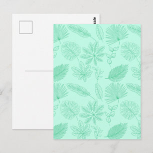 Munt Blauwe Bladeren Patroon Briefkaart
