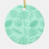 Munt Blauwe Bladeren Patroon Keramisch Ornament (Voorkant)