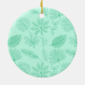 Munt Blauwe Bladeren Patroon Keramisch Ornament (Achterkant)