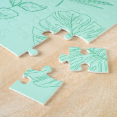 Munt Blauwe Bladeren Patroon Legpuzzel (Zijkant)