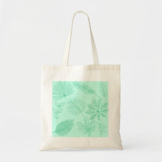 Munt Blauwe Bladeren Patroon Tote Bag