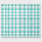 Munt Blauwe Verse Gingham Bries Geruite Patroon Cadeaupapier (Vlak)