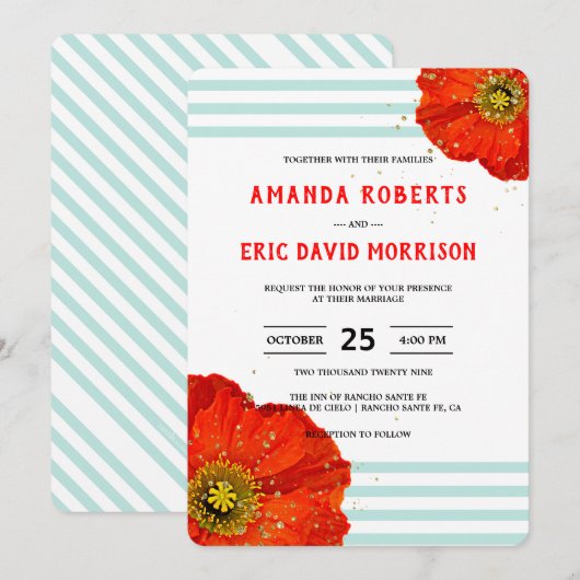 Munt Blauwgroen Stripes Weddenschap Kaart (Voorkant / Achterkant)