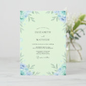 Munt Blauwgroene Gebladerte Eucalyptus Bruiloft Kaart (Staand voorkant)