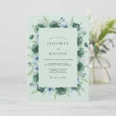 Munt Blauwgroene Succulent Eucalyptus Bruiloft Kaart (Staand voorkant)