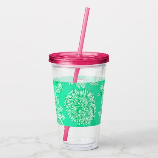 Munt Bloemen en Monogram Acryl Drinkbeker (Achterkant)