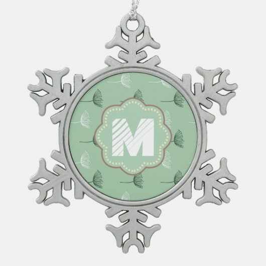 Munt bloemen tin sneeuwvlok ornament (Voorkant)