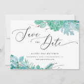 Munt bloemenvetplanten. Winter cactus bruiloft Save The Date (Voorkant)