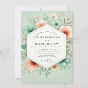 Munt Bloemige Whimsy Romantische Bruiloft Kaart