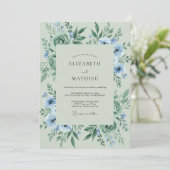 Munt Bloemkroon Loof Eucalyptus Bruiloft Kaart (Staand voorkant)