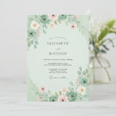 Munt Blozen Succulent Eucalyptus Bruiloft Kaart (Staand voorkant)