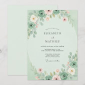 Munt Blozen Succulent Eucalyptus Bruiloft Kaart (Voorkant / Achterkant)