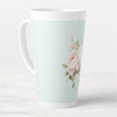 Munt Blush Roze Witte Rozen Bloemen Latte Mok (Linkerhoek)