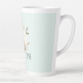 Munt Blush Roze Witte Rozen Bloemen Latte Mok (Rechts)