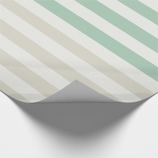 Munt, Bord en Witte Strepen Verjaardag Cadeaupapier (Hoek)